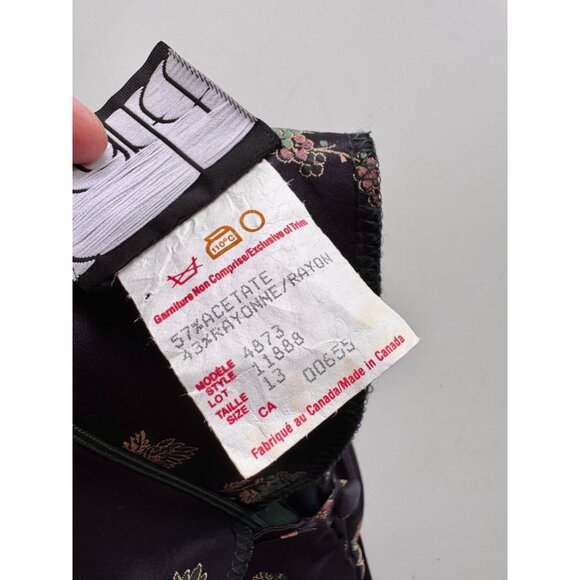 Vintage 00's SCARLET Black Oriental Floral Satin Cheongsam Qipao Dress, Size 13 - Picture 13 of 14